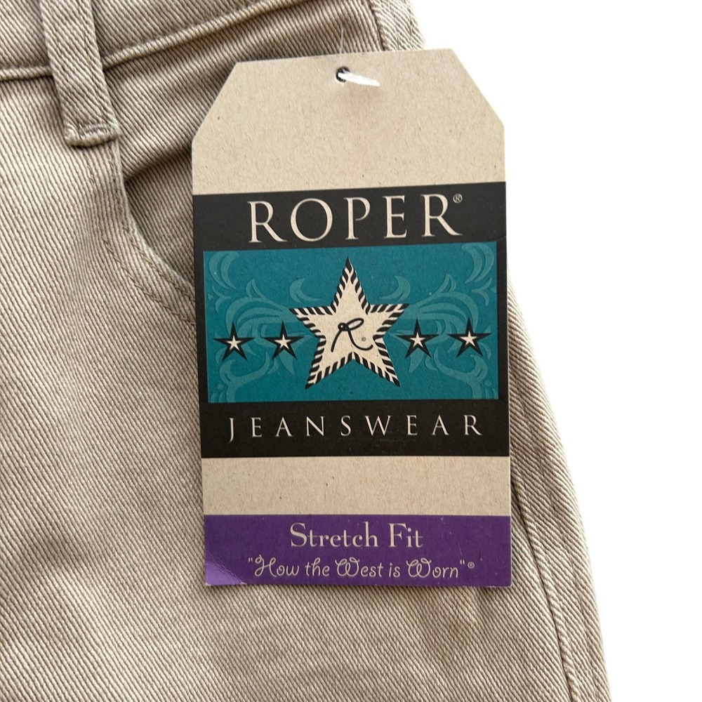VTG Roper Khaki Stretch High Rise Western Cowboy Rodeo Jean 5/6x36 NWT Bareback